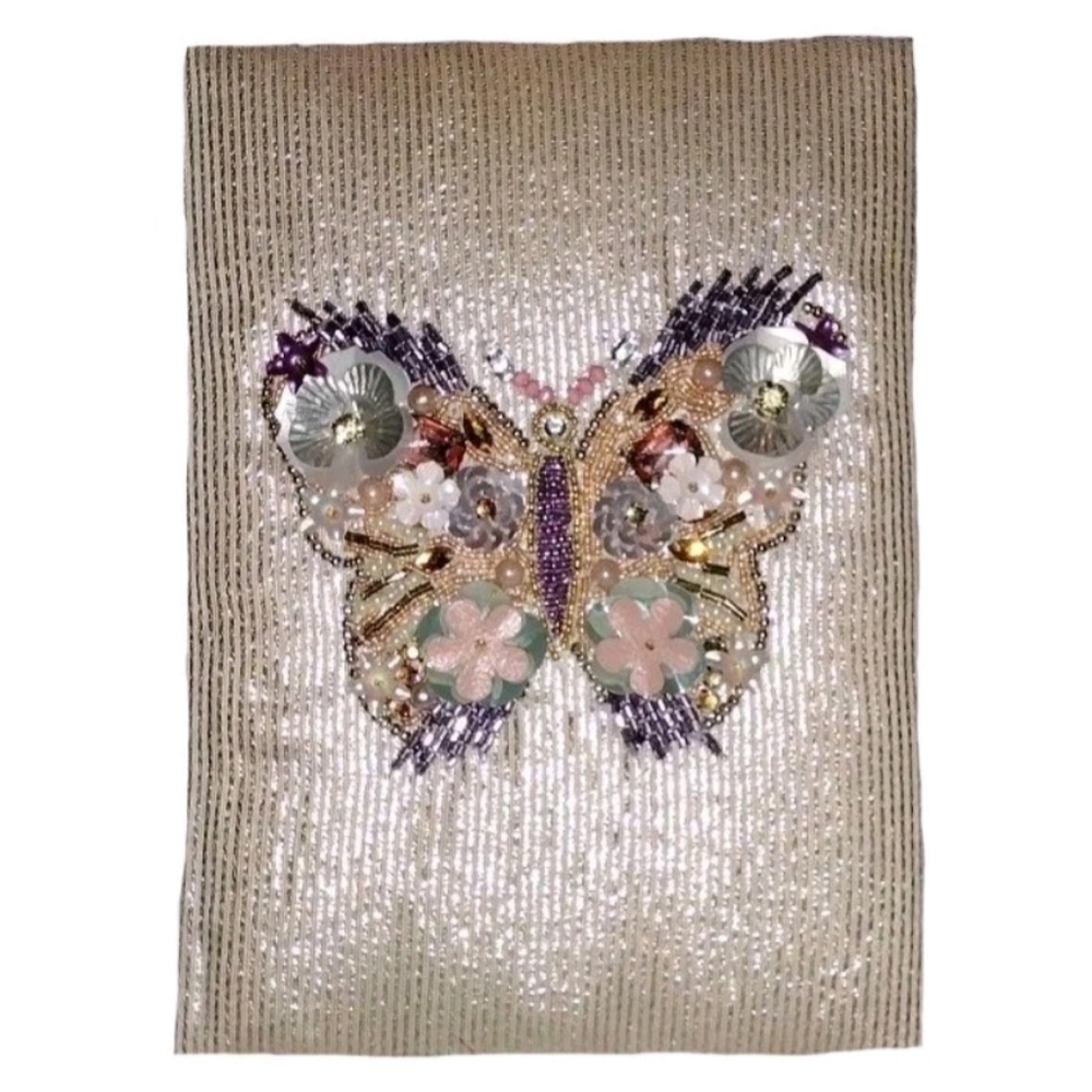 Hand Crafted Fabric Writing Notebook Diary Journal Sequined Embellished Metallic